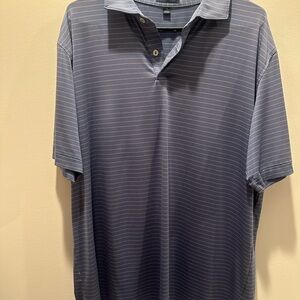 Men's Blue Striped Polo Shirt